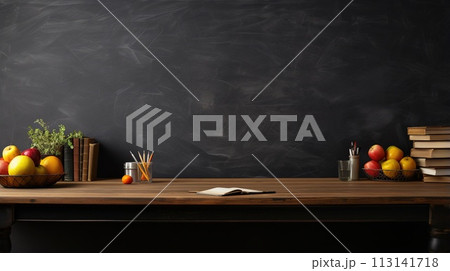 World Teachers Day School years, congratulations for teacher, back to skolu, teacher and students, blackboard chalk pencils textbook copy space background text 113141718