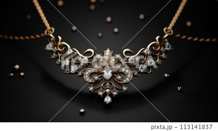 Jewel necklace, jouvillerie, neck ornament, costume jewelry , luxury luggage object, luxe gift . Jewel necklace, jouvillerie, neck ornament, costume jewelry , luxury luggage object, luxe gift . 113141837