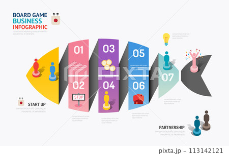 Business board game concept fish bone money infographic 5 step to successful,vector illustration 113142121