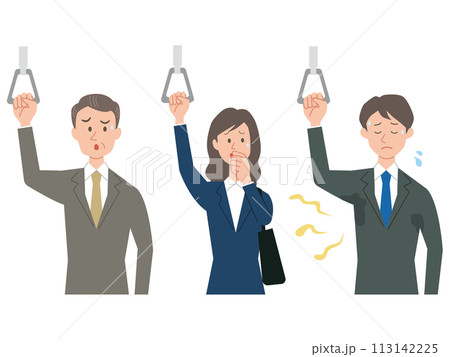 体臭が気になる男女のビジネスパーソンのイラスト 体臭が気になる男女のビジネスパーソンのイラスト 113142225