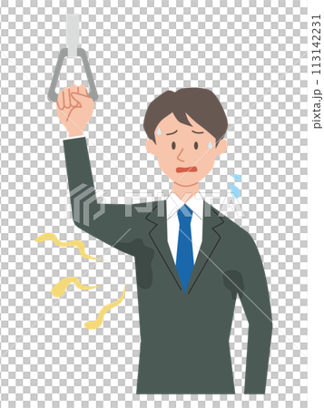 一位商人擔心腋下的汗漬和氣味的插圖 一位商人擔心腋下的汗漬和氣味的插圖 113142231