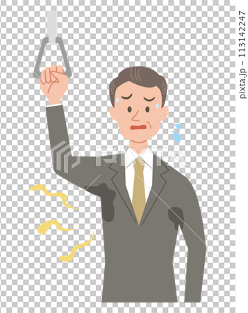 脇の汗染みとにおいを気にするビジネスマンのイラスト 脇の汗染みとにおいを気にするビジネスマンのイラスト 113142247