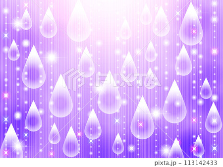梅雨、紫、横型、しずく、背景、イラスト 113142433