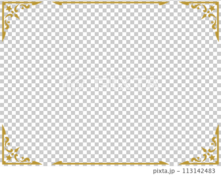Antique / Vintage / Top and bottom / Frame / Separator / Illustration / Material / Gold 113142483