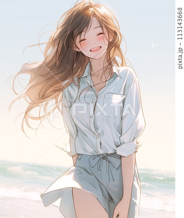 笑顔の女性イラスト「AI生成画像」 笑顔の女性イラスト「AI生成画像」 113143668