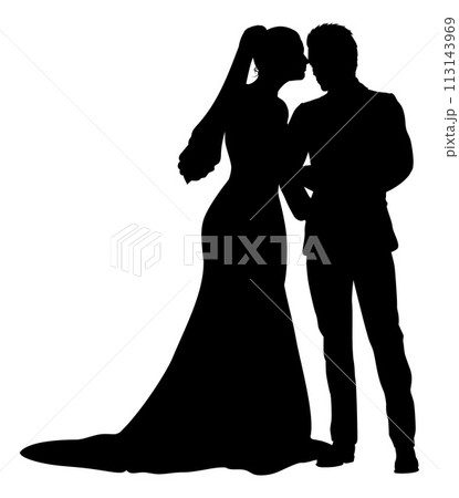 Bride And Groom Couple Wedding Dress Silhouettes Bride And Groom Couple Wedding Dress Silhouettes 113143969