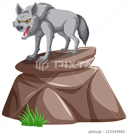 Fierce Wolf Standing on Rocky Outcrop Fierce Wolf Standing on Rocky Outcrop 113143983