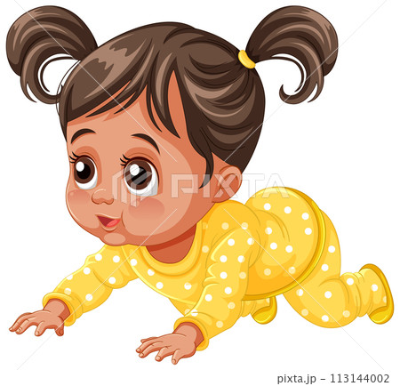 Adorable Baby Girl in Yellow Outfit 113144002