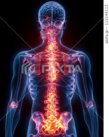 立体的な骨と神経のイラスト 113144113