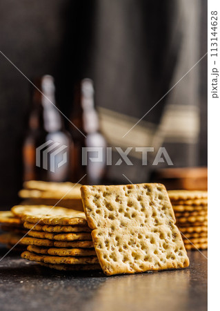 Pile of Crackers on Kitchen Counter 113144628