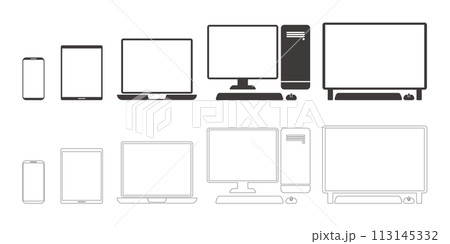 様々な情報端末のアイコン 113145332