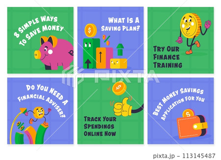 Social media post set for money saving service Social media post set for money saving service 113145487