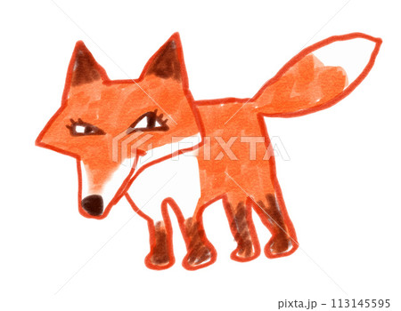 Child drawing of cute fox Child drawing of cute fox 113145595