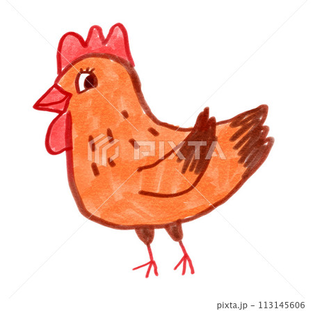 Child drawing of cute chicken 113145606