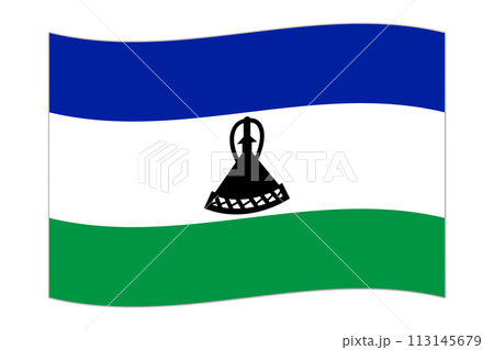 Waving flag of the country Lesotho. Vector illustration. 113145679