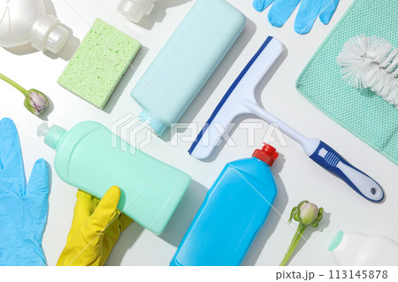 Tools for cleaning on a white background 113145878