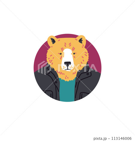 Stylish bear with trendy haircut vector illustration 113146006