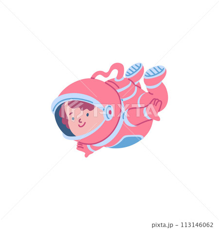 Child astronaut floating in space vector illustration 113146062