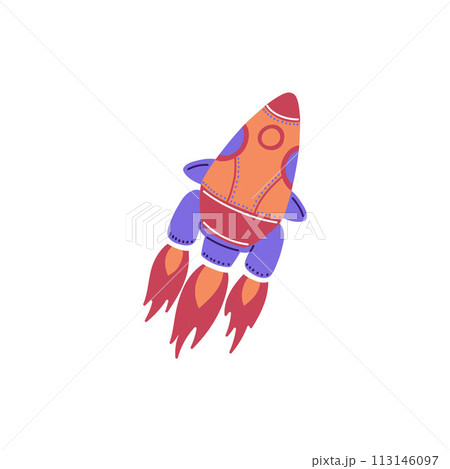 Cartoon rocket floating in space - vector...のイラスト素材 [113146097] - PIXTA