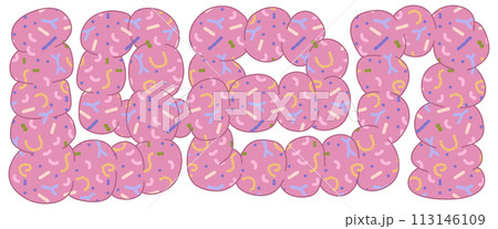 Abstract Intestines shape with microbiota ornate pattern. Healthy guts concept. Vector hand drawn illustration. 113146109
