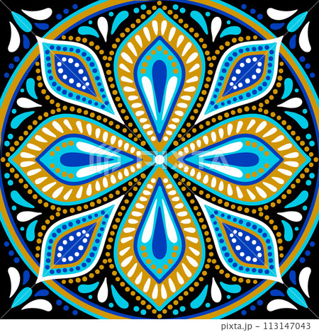 Moroccan ceramic tile pattern. Mediterranean traditional folk ornament. Moroccan ceramic tile pattern. Mediterranean traditional folk ornament. 113147043