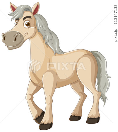 Cheerful Cartoon Horse Illustration 113147132