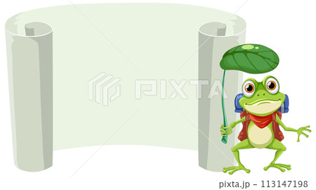 Frog with Scroll Vector Illustration Frog with Scroll Vector Illustration 113147198