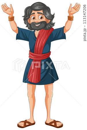 Cheerful Ancient Philosopher Welcoming You 113147206