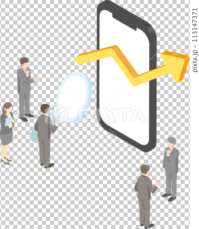 等距商務智慧型手機人男人女人網路 seo 簡單插畫素材 113147371