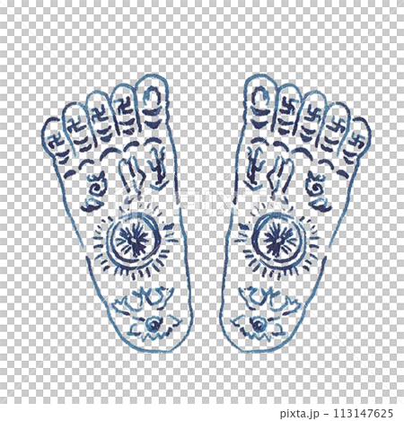 仏足石(釈迦の足跡を石に刻み信仰の対象としたもの)四国八十八か所 極楽寺 仏足石(釈迦の足跡を石に刻み信仰の対象としたもの)四国八十八か所 極楽寺 113147625