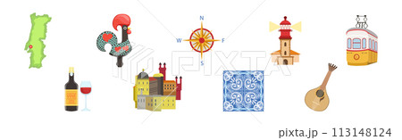 Portugal Famous Object and Culture Item Vector Set 113148124
