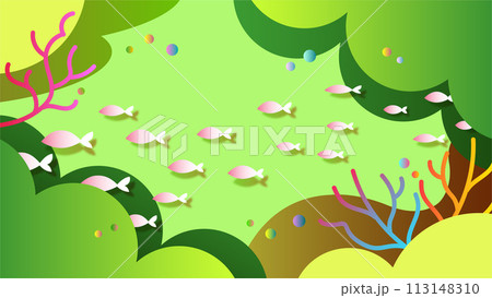 海中の風景の背景。お魚いっぱい 海中の風景の背景。お魚いっぱい 113148310