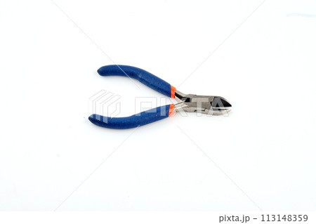 Metal wire cutting pliers handmade equipment on a white background isolate 113148359