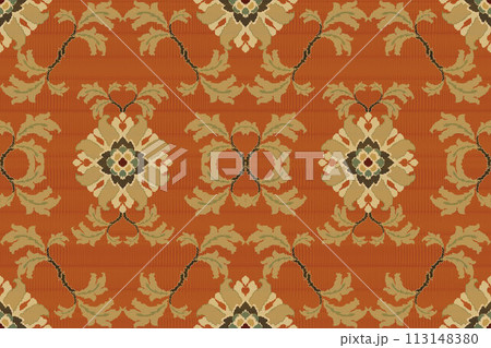Ikat tribal Indian seamless pattern. Ethnic Aztec fabric carpet mandala ornament native boho chevron textile.Geometric African American oriental traditional vector illustrations. Embroidery style. 113148380