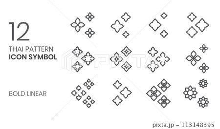 thai pattern icon symbol vector set bold linear 113148395