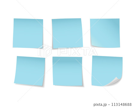 Blue Sticky Notes Set. Suitable For Notes, Advertising, and Other, Vector Illustration 113148688