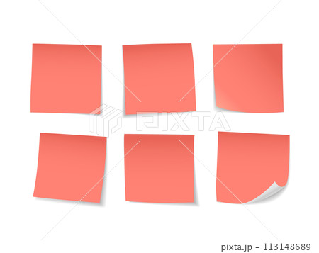 Red Sticky Notes Set. Suitable For Notes, Advertising, and Other, Vector Illustration 113148689