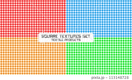 Square Textures Set, Suitable For Plaid, Tablecloths, Clothes, Shirts, Dresses, Paper, Bedding, Blankets, Quilts and Other Textile Products, Vector Illustration Square Textures Set, Suitable For Plaid, Tablecloths, Clothes, Shirts, Dresses, Paper, Bedding, Blankets, Quilts and Other Textile Products, Vector Illustration 113148728