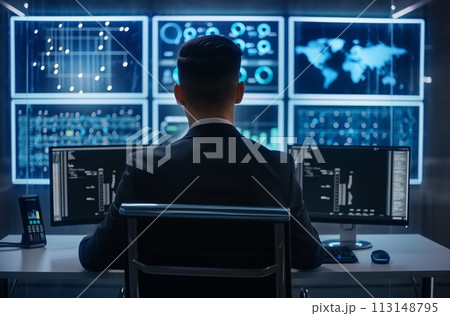 Network security professional monitoring 113148795