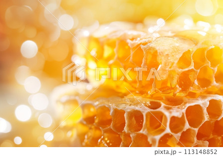 Honeycombs glistening with honey Honeycombs glistening with honey 113148852