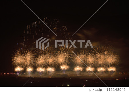 初夏の夜空を彩る花火 113148943