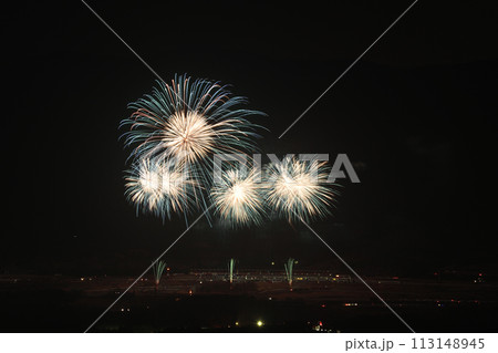初夏の夜空を彩る花火 113148945