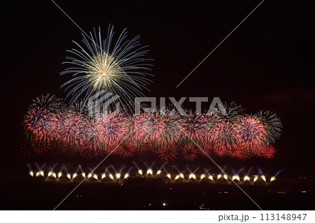 初夏の夜空を彩る花火 113148947