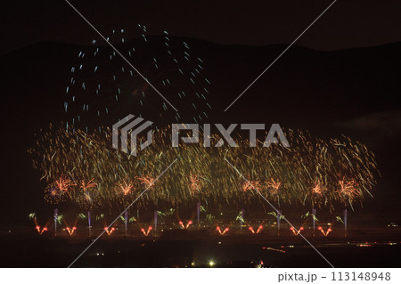 初夏の夜空を彩る花火 113148948