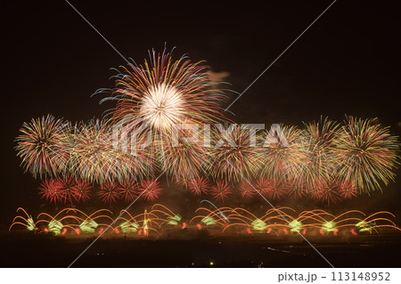 初夏の夜空を彩る花火 113148952