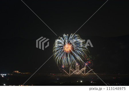 初夏の夜空を彩る花火 113148975
