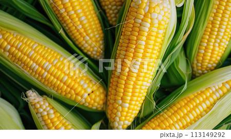 Ripe yellow corn in cobs background 113149292