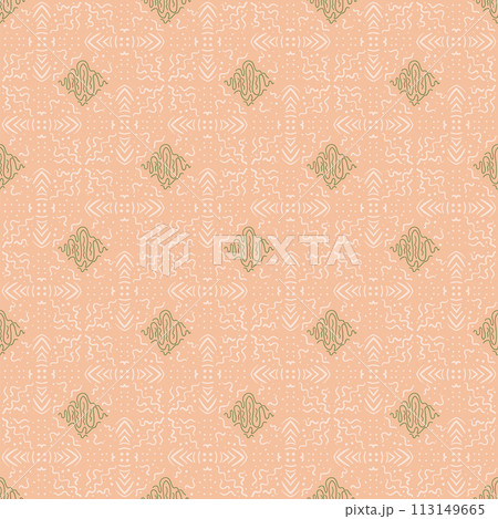 Abstract retro seamless pattern. vintage ornament endless background. Vector flat illustration 113149665