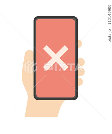 スマホを持つ手　通知　オフライン 113149909