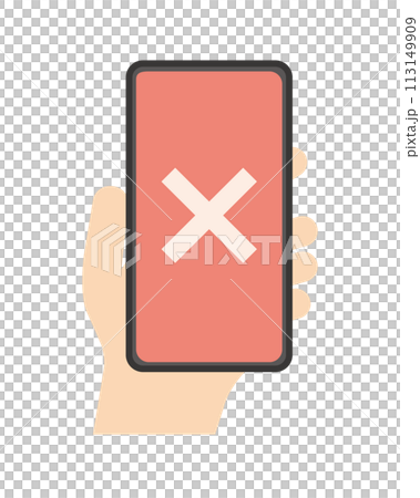 スマホを持つ手　通知　オフライン 113149909